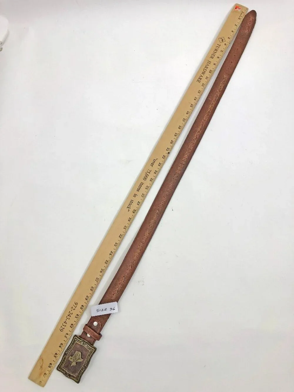 Western leather Belt Size 36 Hometown Belts Brown Texas Brass & Leather Buckle